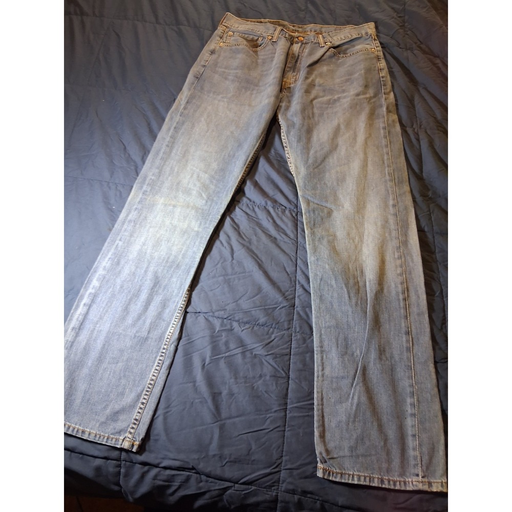 Levis 505 Jeans Mens 36x34 Blue Medium Wash Straight Leg Denim Classic Fit